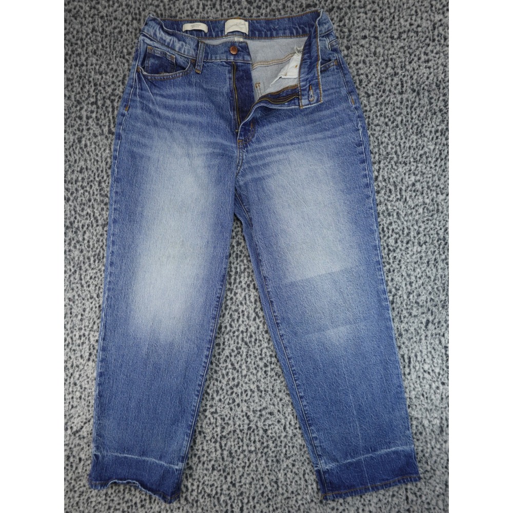 Universal Thread Vintage Straight Jeans Women 10/30R Blue High Rise Raw Hem